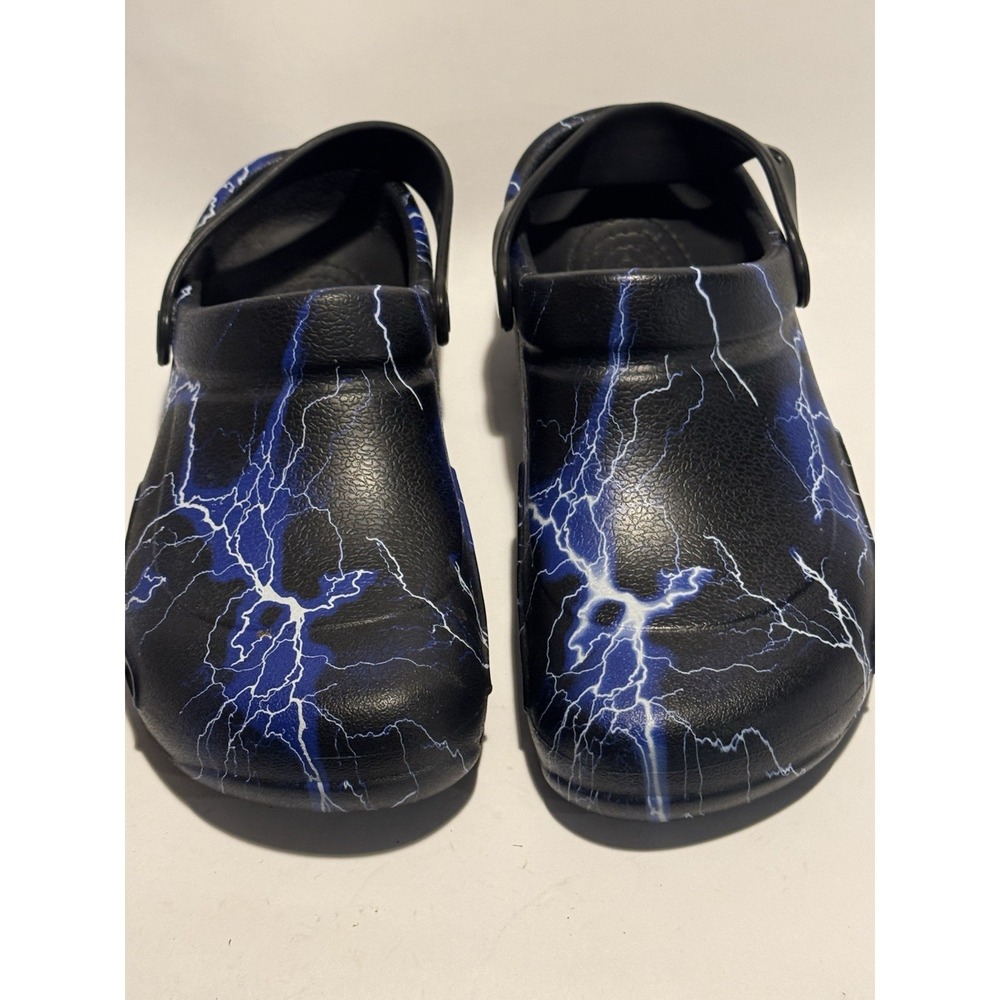 Crocs Bistro Thunder Lightning Bolt Slip-On Shoes Mens 9 Women's 11 Black Blue
